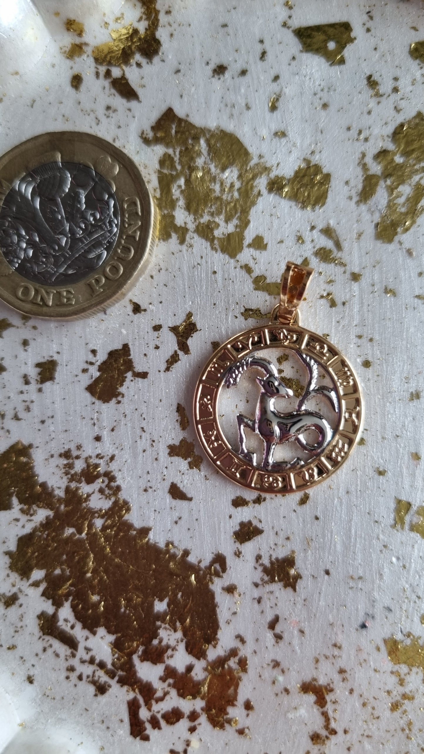 Multicolor gold plated 18kr.& platinum plated colour zodiac