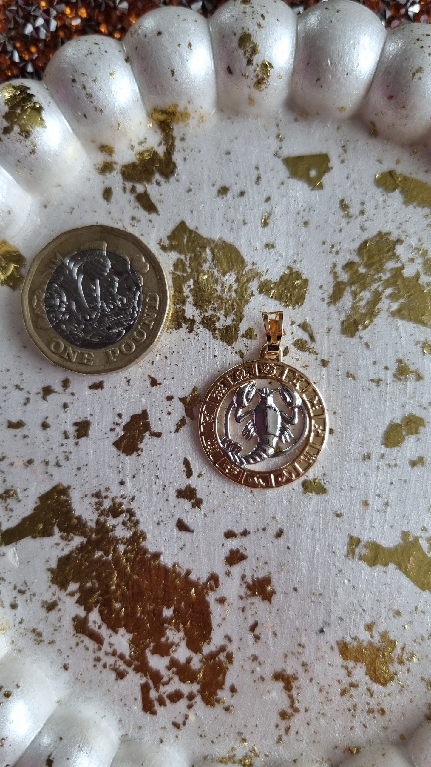 Multicolor gold plated 18kr.& platinum plated colour zodiac