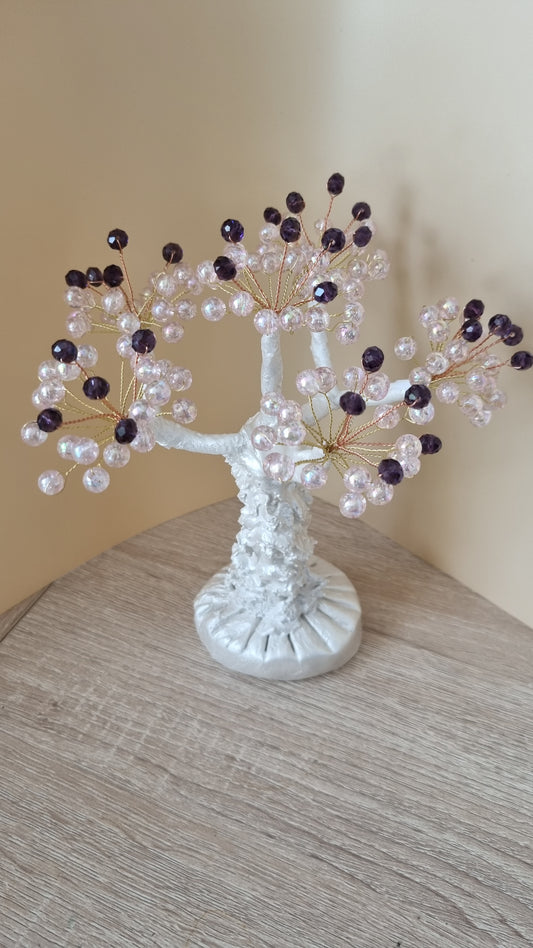 Handmade tree decor in home made with love beautiful size medium white pearl metallics