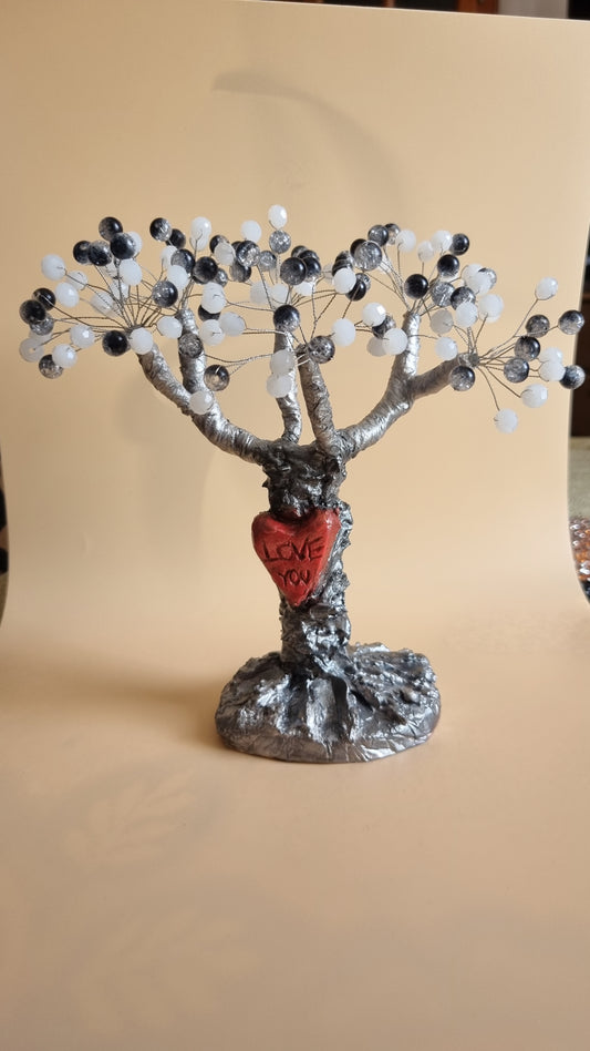 Handmade tree from glass and acrylic beads very beautiful decoration in the home