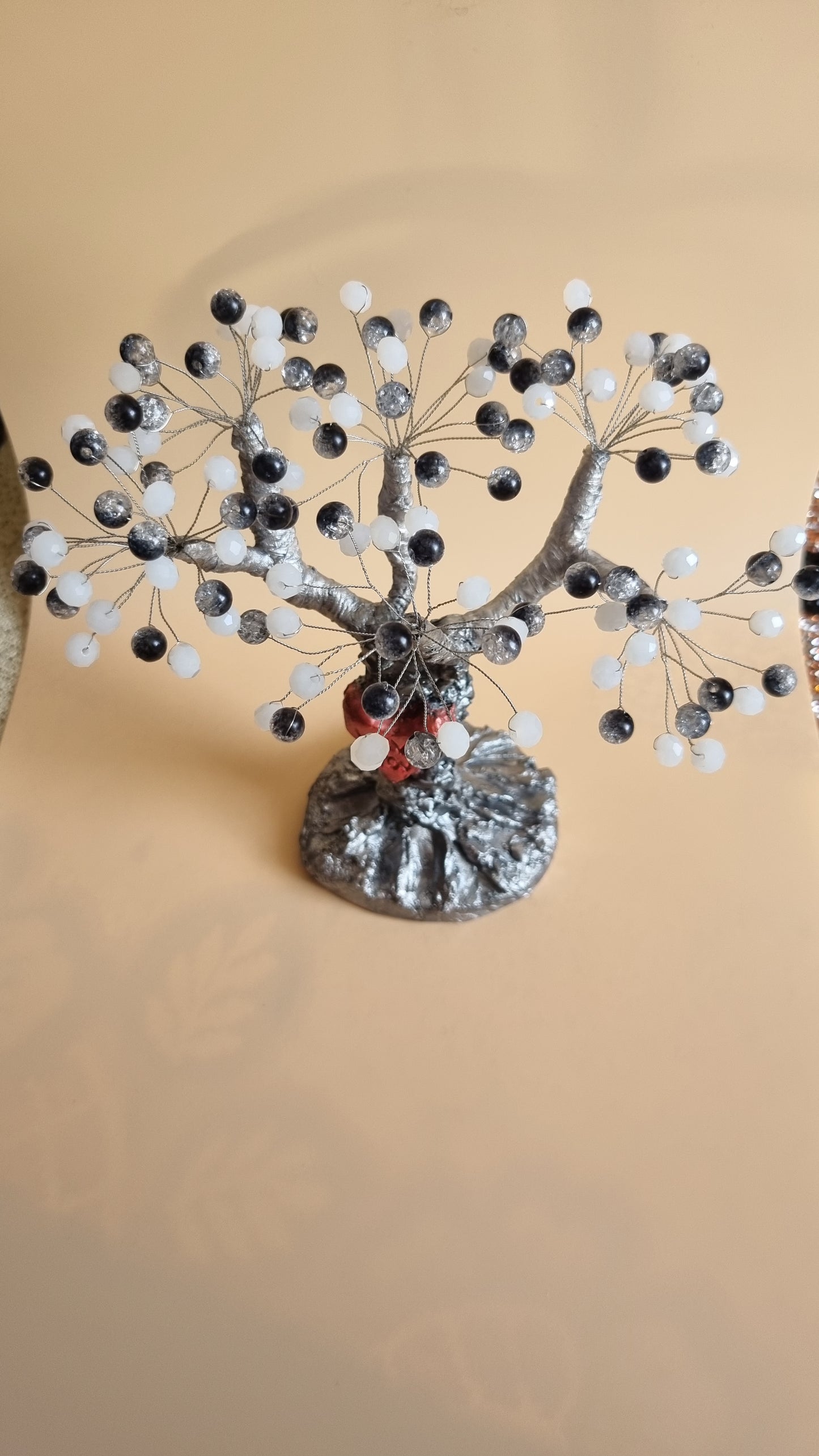 Handmade tree from glass and acrylic beads very beautiful decoration in the home