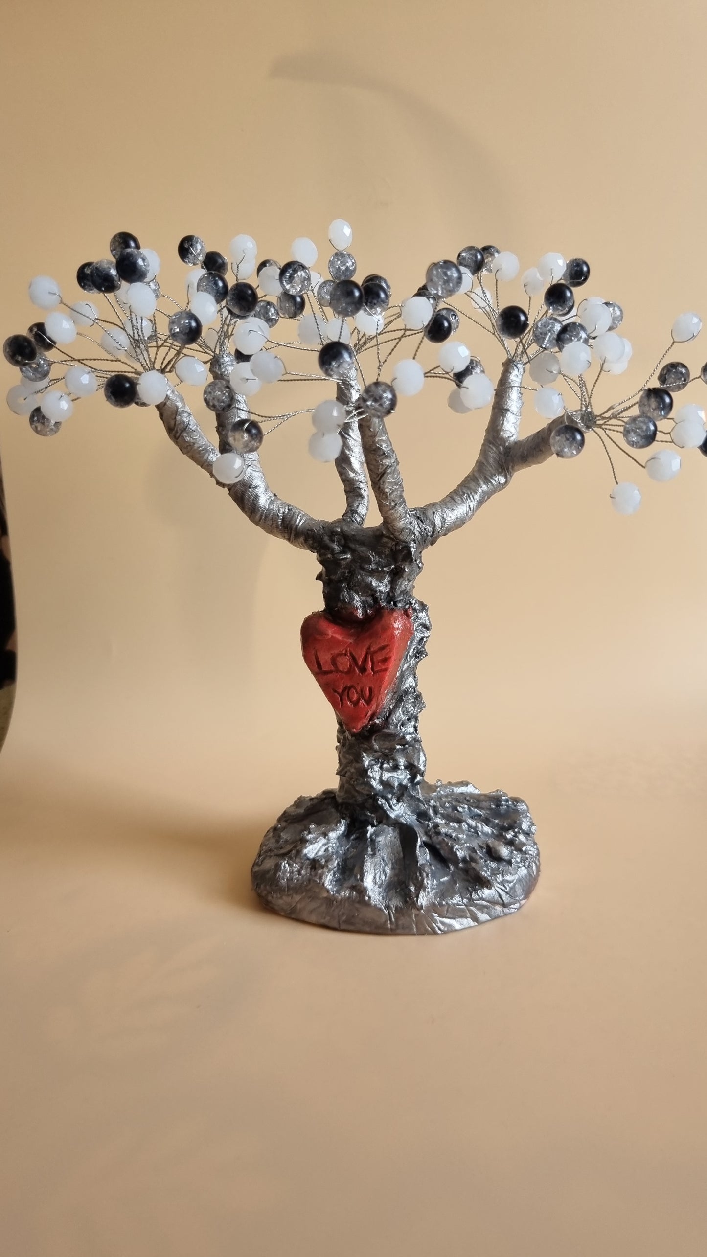 Handmade tree from glass and acrylic beads very beautiful decoration in the home