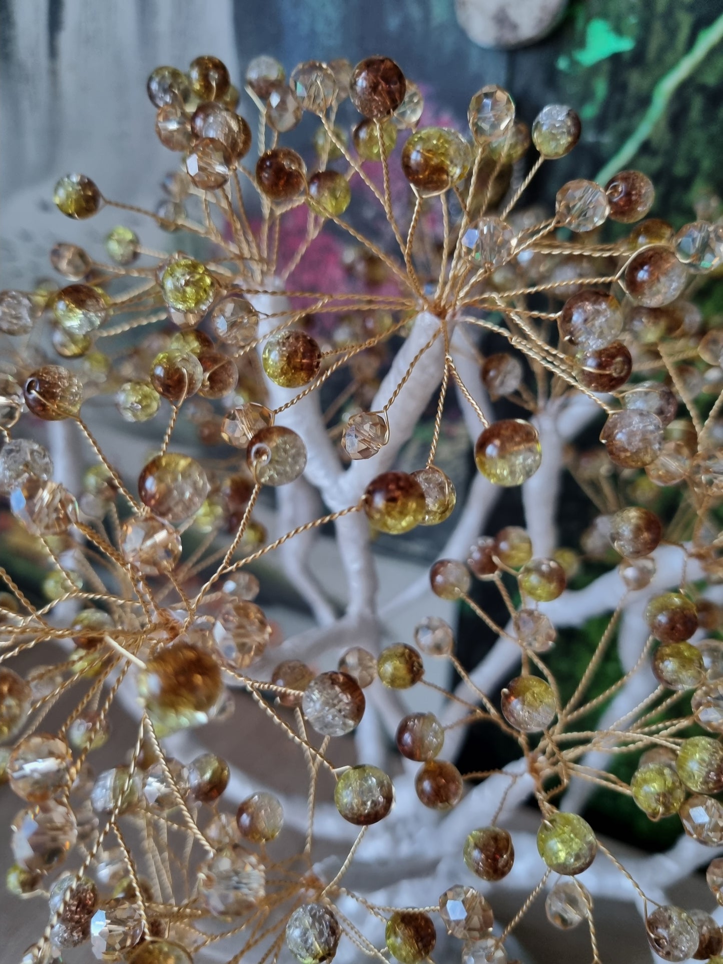 Handmade tree beautiful decor in home made with love white pearl metallics color  ,glass beads and acrylic beads