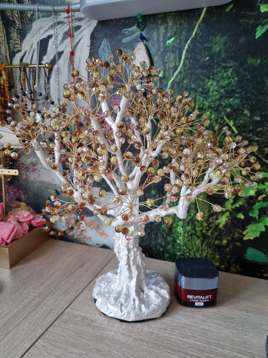 Handmade tree beautiful decor in home made with love white pearl metallics color  ,glass beads and acrylic beads