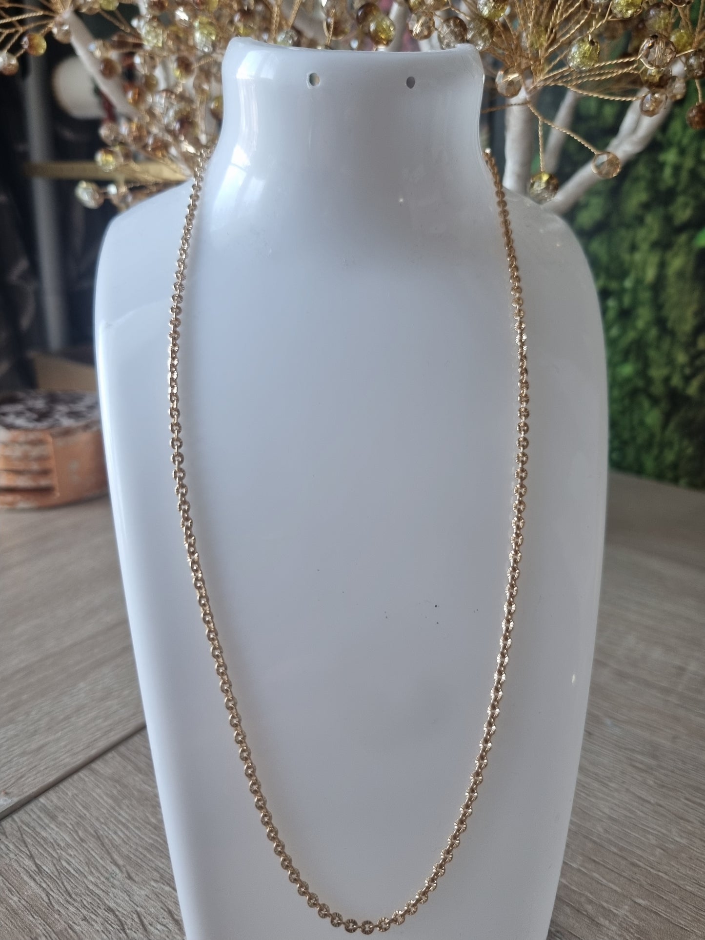 18kr gold.plated necklace chain unisex waterproof hypoallergenic free nickel