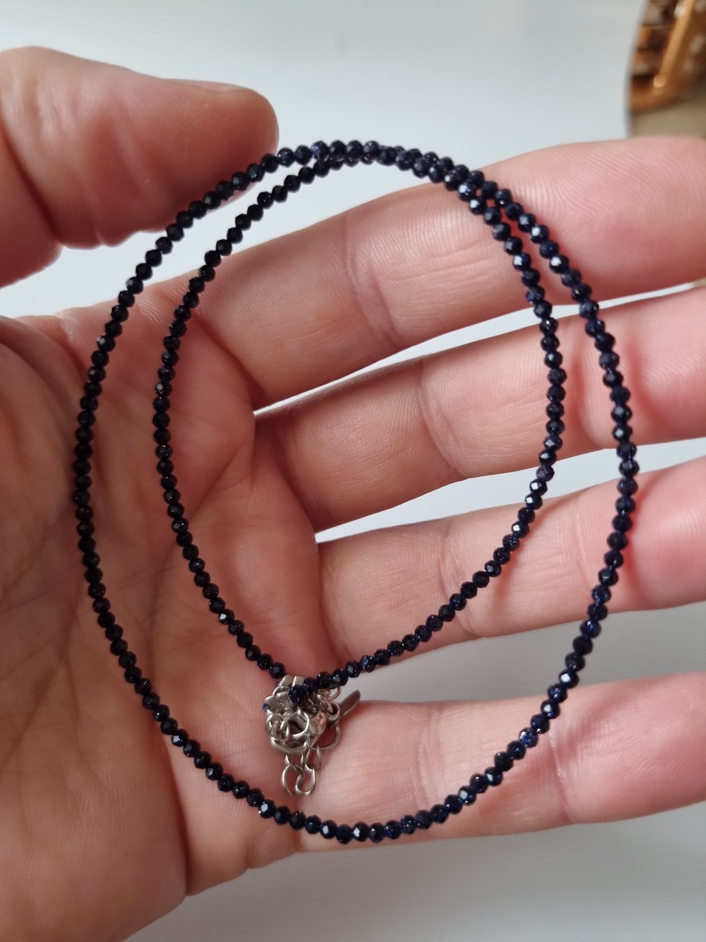 Handmade natural Stone blue goldstone faceted beads 2-3mm