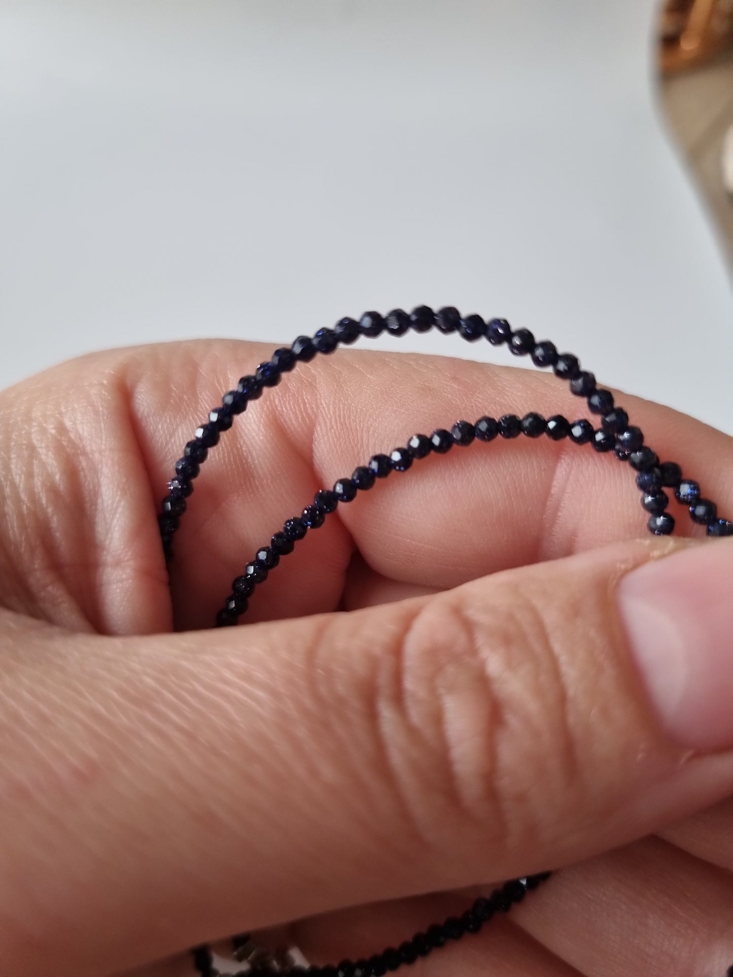 Handmade natural Stone blue goldstone faceted beads 2-3mm