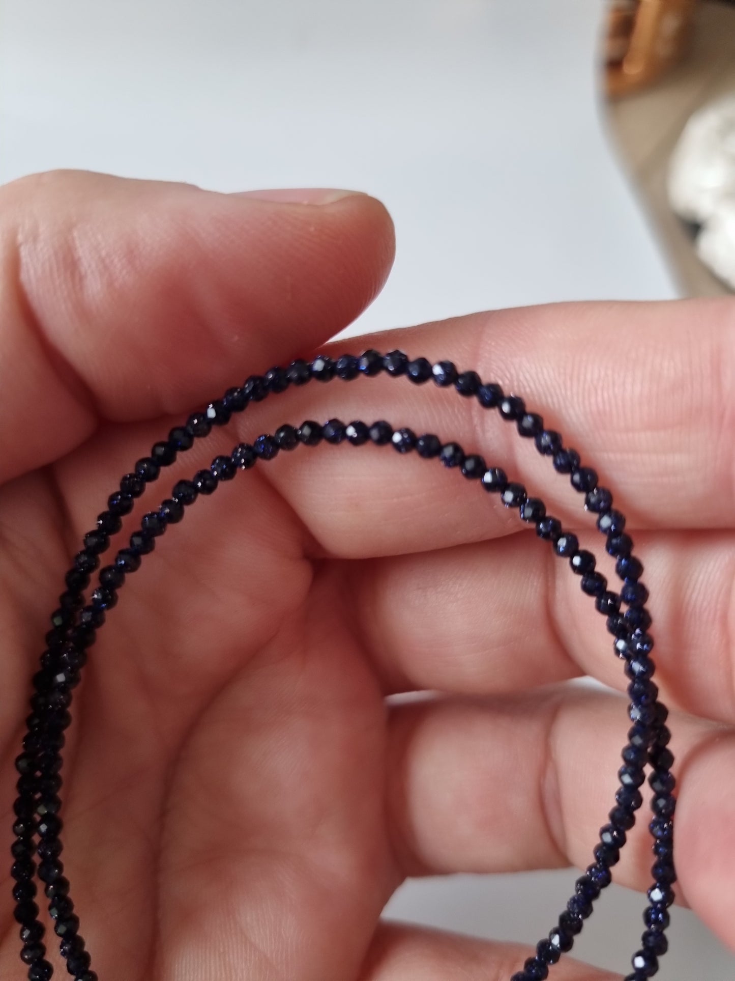 Handmade natural Stone blue goldstone faceted beads 2-3mm