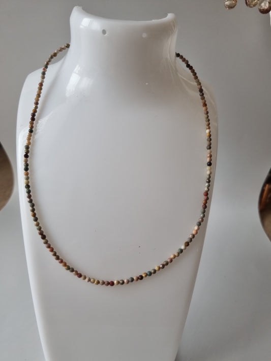 Handmade natural Stone Rhodonite  choker 2-3mm beads beautiful