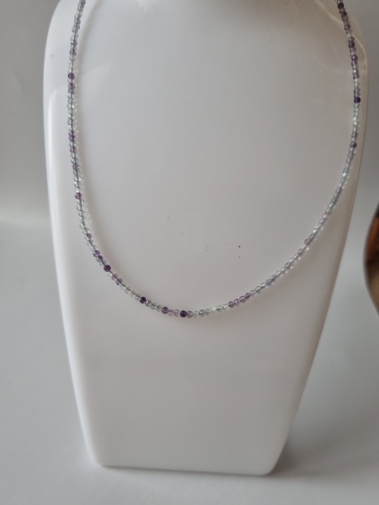 Handmade  natural Stone Fluorite faceted 2-3mm beautiful choker