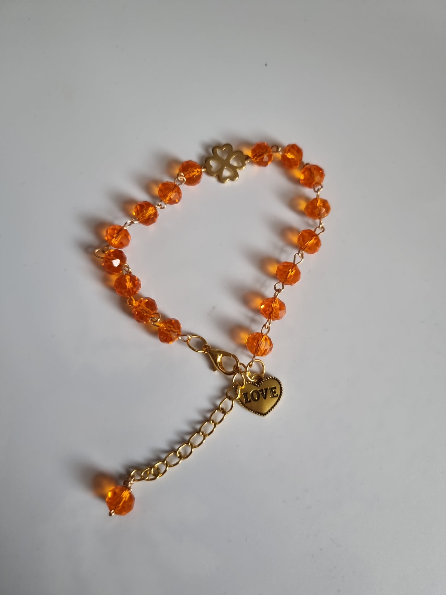 Handmade bracelets from glass beads crystal faceted beautiful color orange bracelet