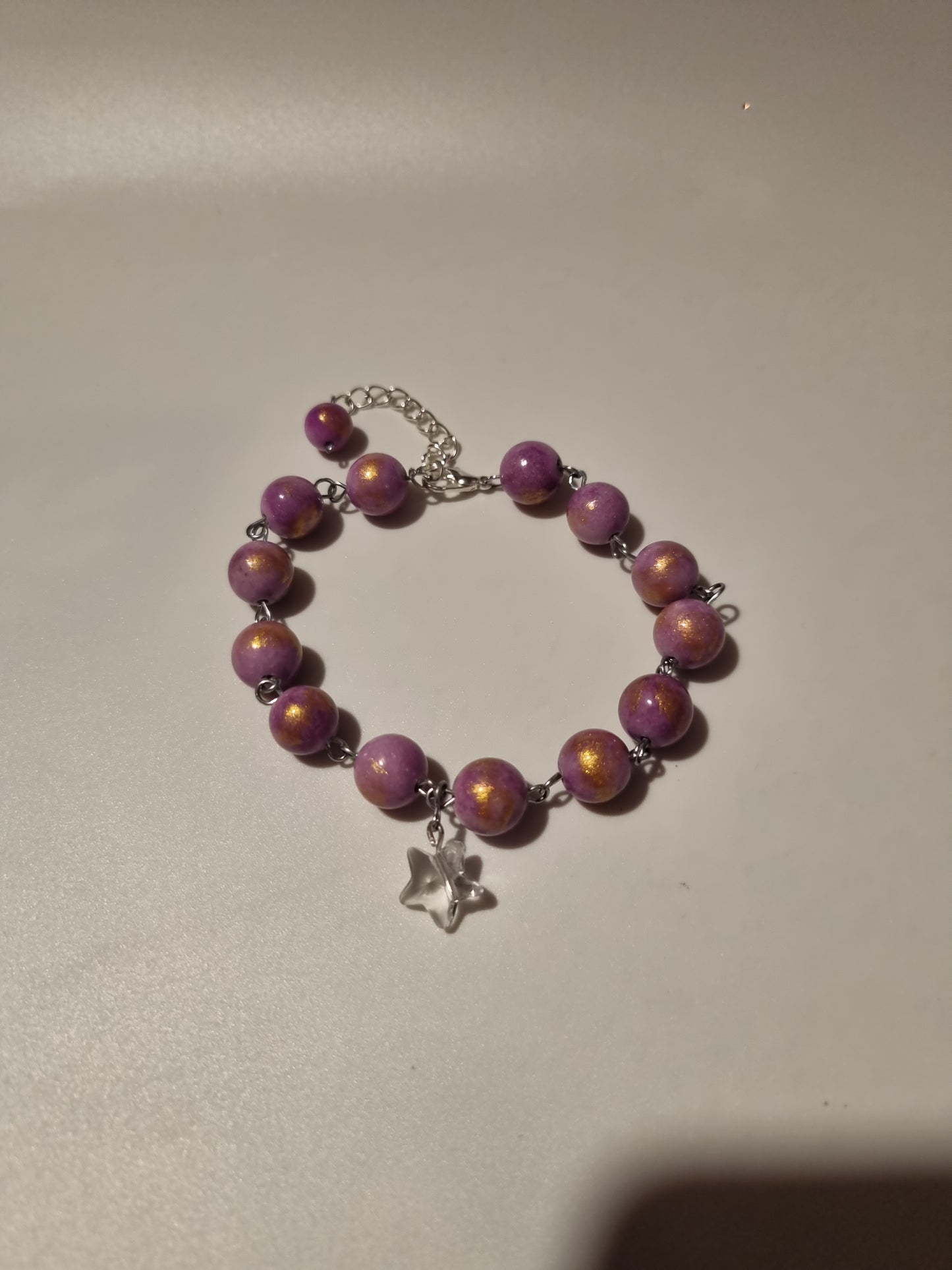 Handmade natural crystal purple jade with sw.crystal star