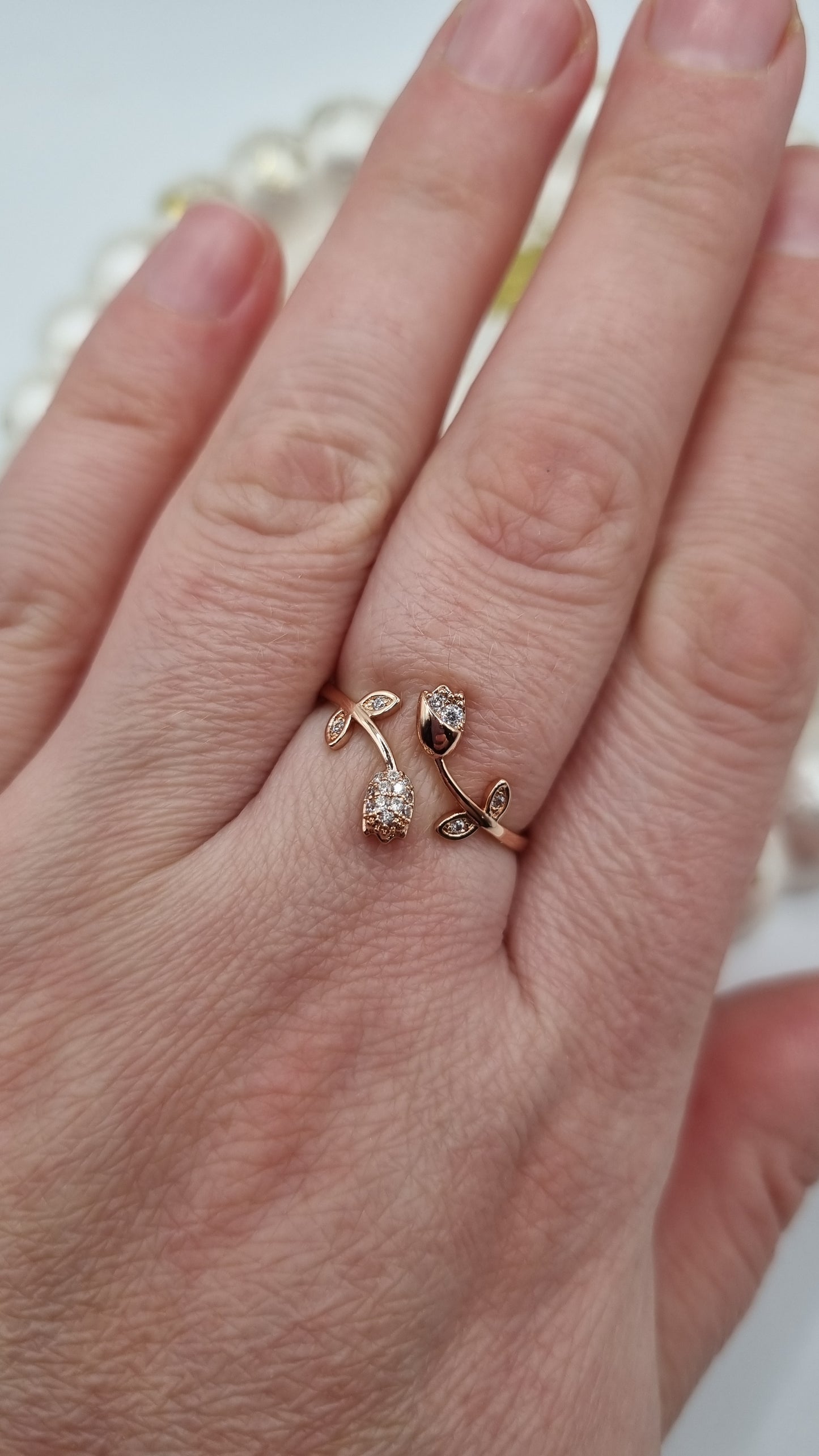 Rose gold plated rings with zircon stone