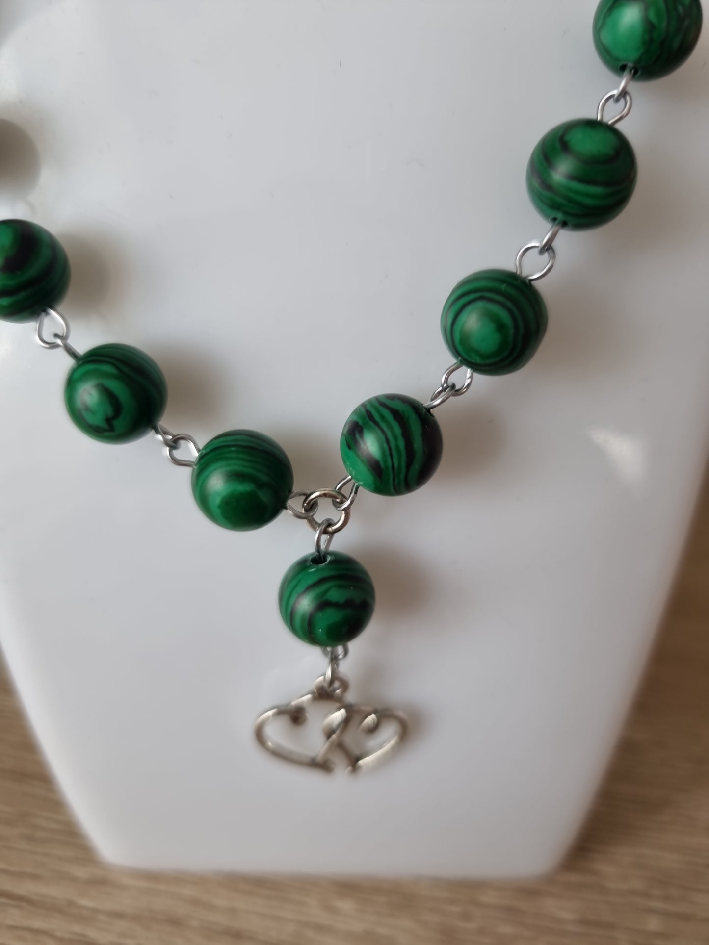 Handmade necklace with green beads Handmade