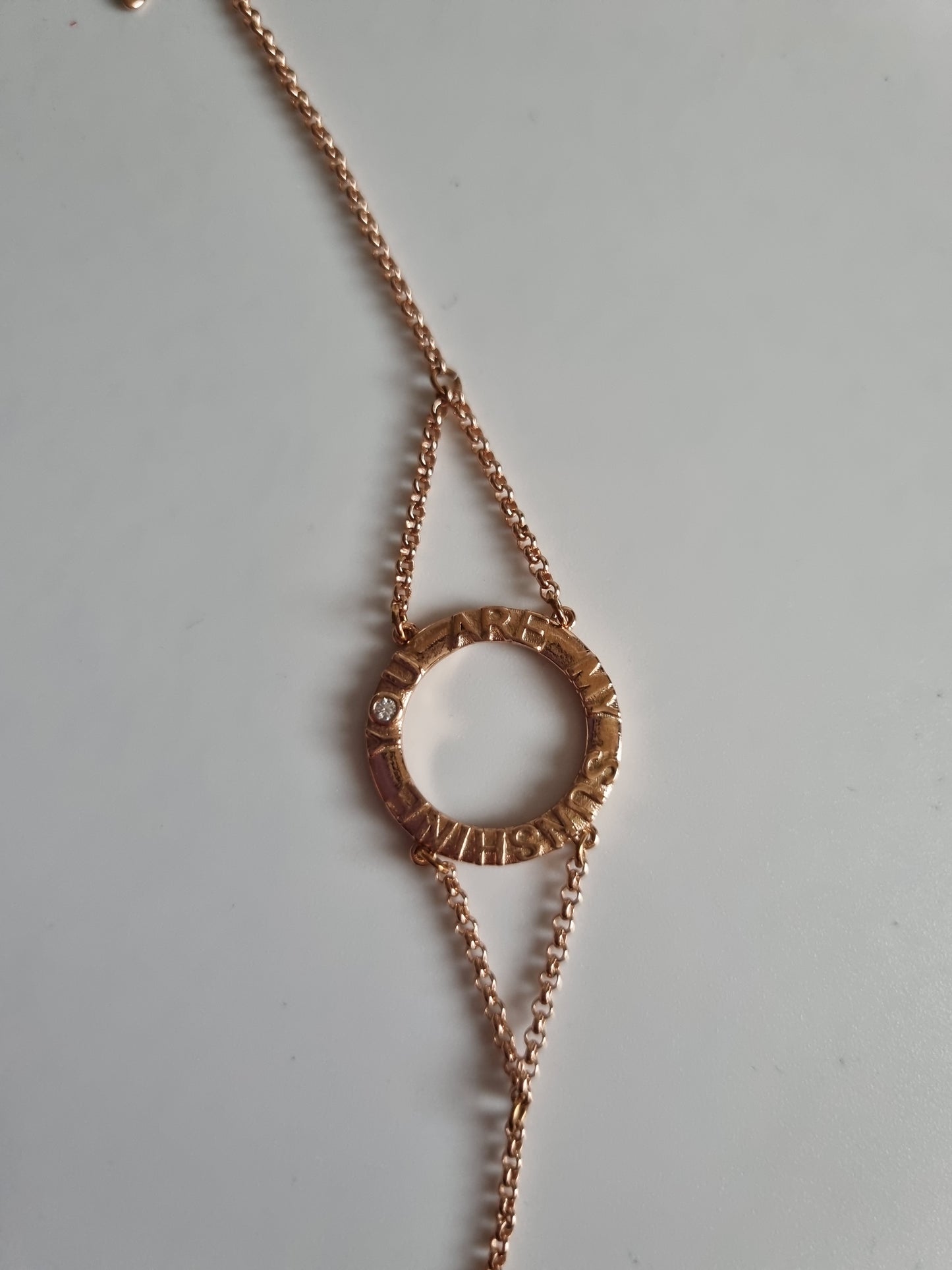 Rose gold plated chain bracelet  with sw.crystal  ( You are my sunshine)