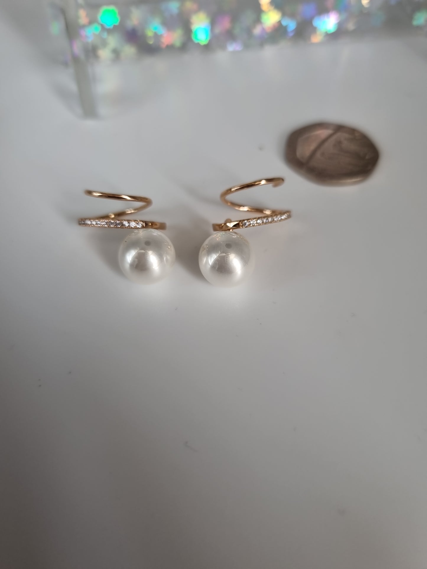 18kr.gold plated earrings waterproof with freshwater pearl and zircon stone beautiful earings