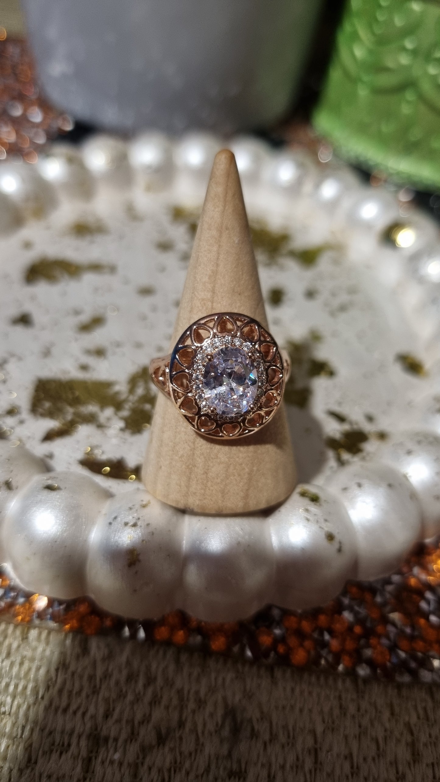 Rose gold plated rings with zircon stones