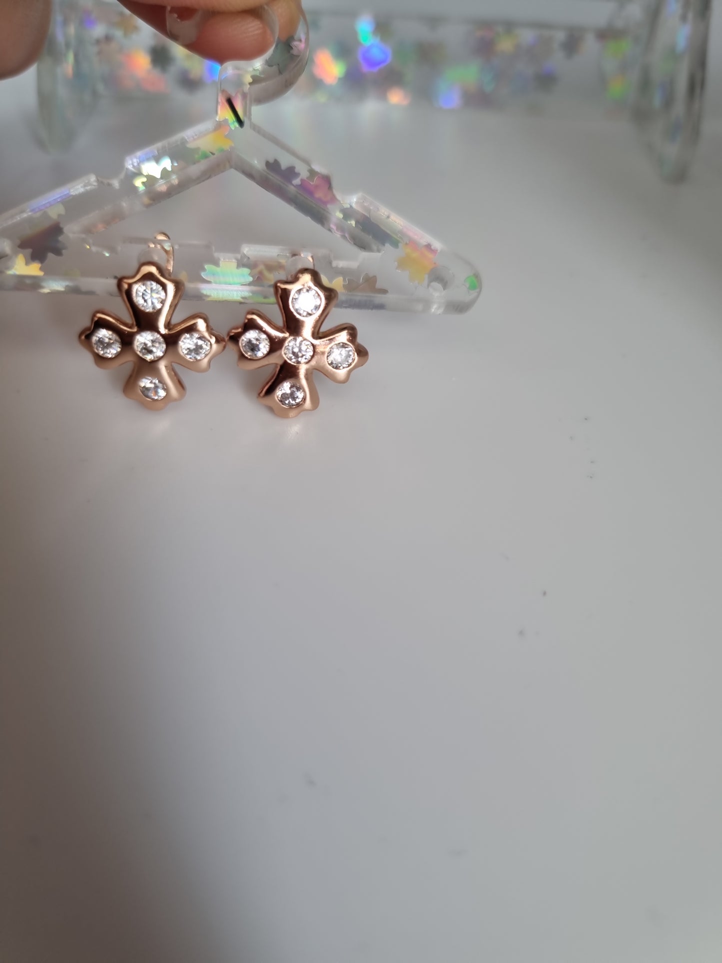 Rose gold plated earrings with zircon stone free nickel hypoallergenic waterproof