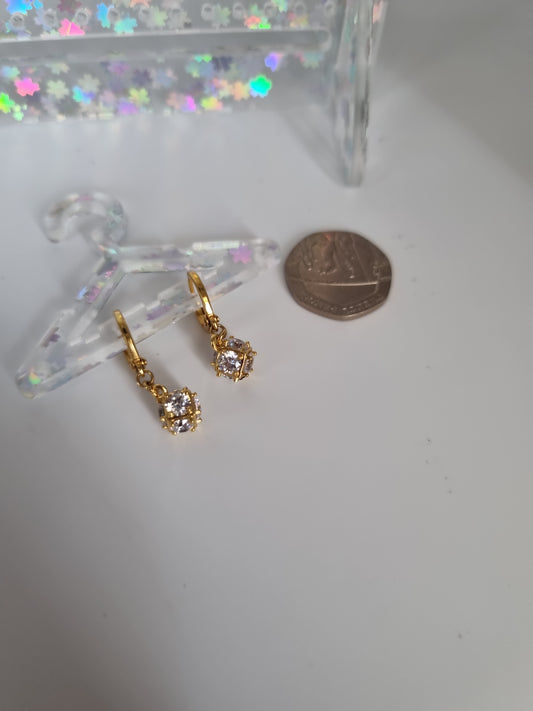 24kr gold plated earrings with zircon stone free nickel hypoallergenic waterproof