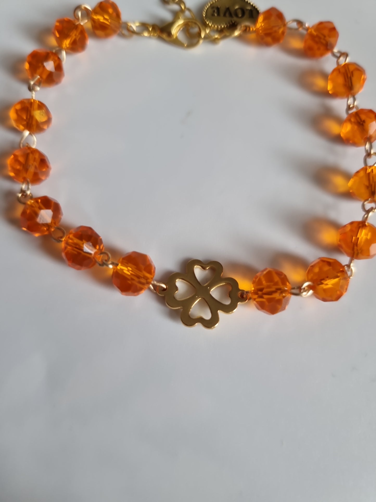 Handmade bracelets from glass beads crystal faceted beautiful color orange bracelet