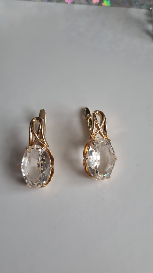 18 kr gold plated earrings with sw.crystal luxury group earrings waterproof free nickel hypoallergenic