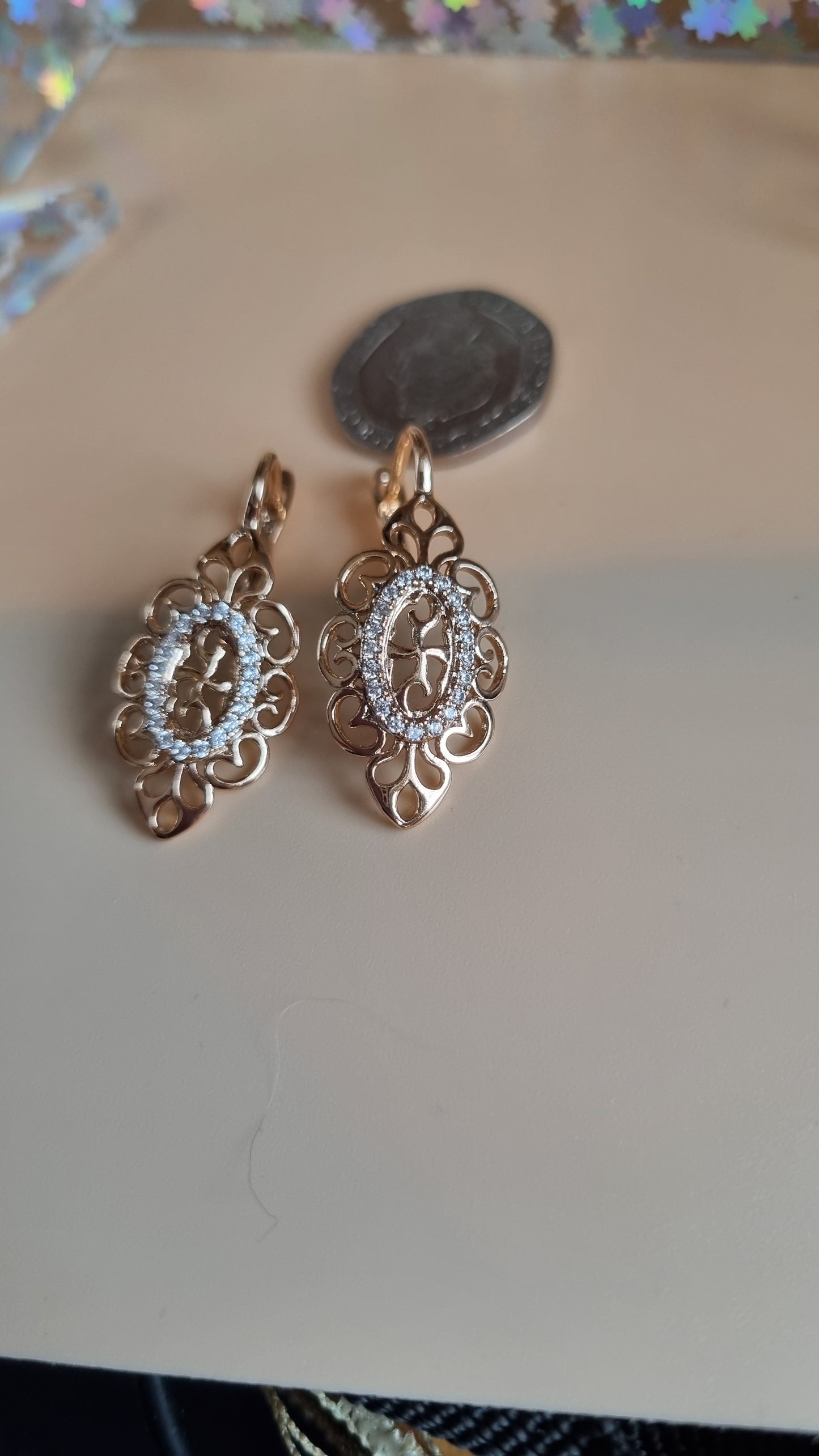 18kr.gold plated earrings with zircon stone free nickel hypoallergenic waterproof