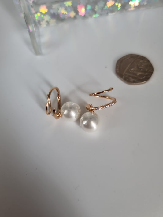 18kr.gold plated earrings waterproof with freshwater pearl and zircon stone beautiful earings