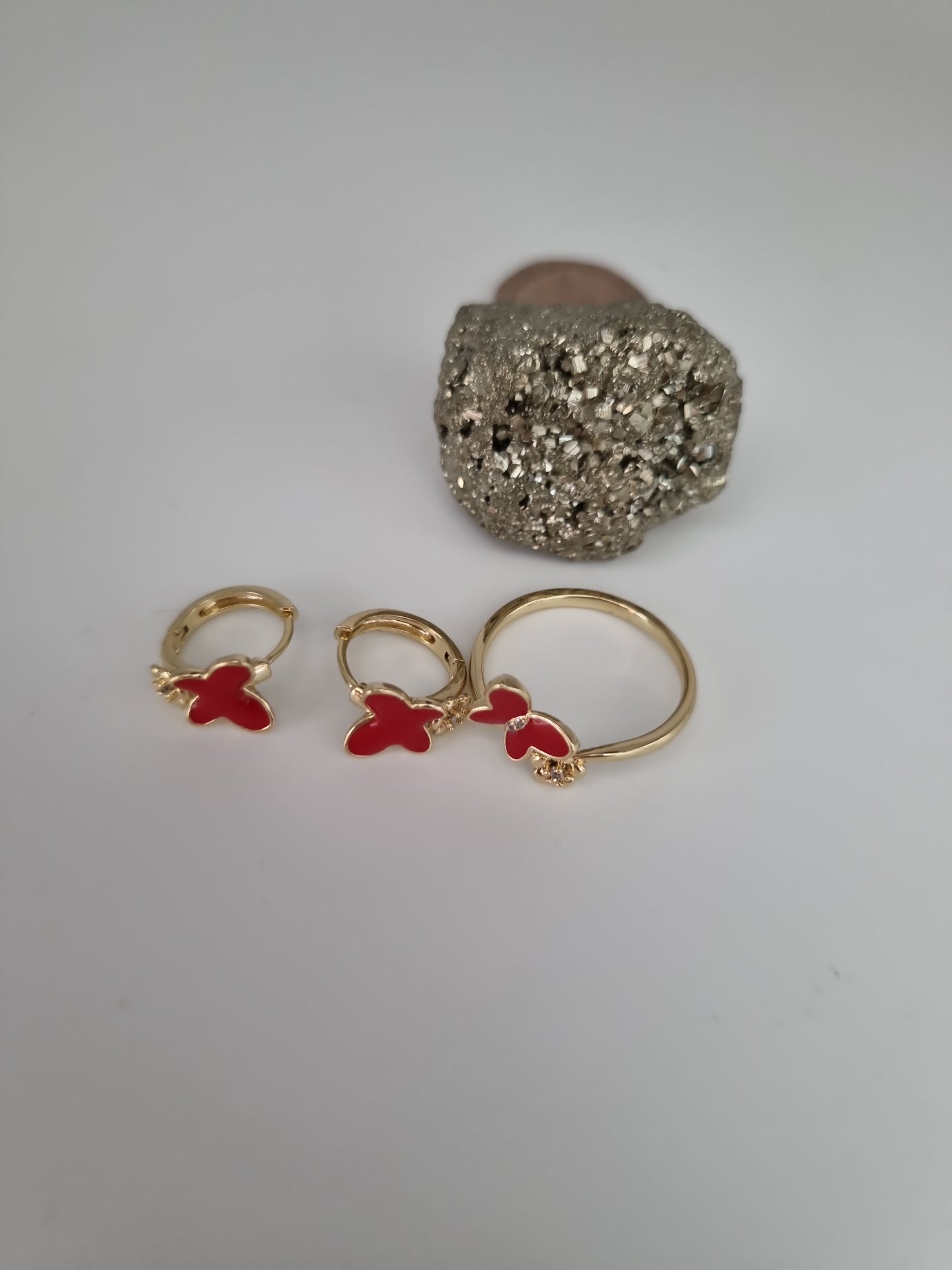 14kr.gold plated set hypoallergenic earings and ring