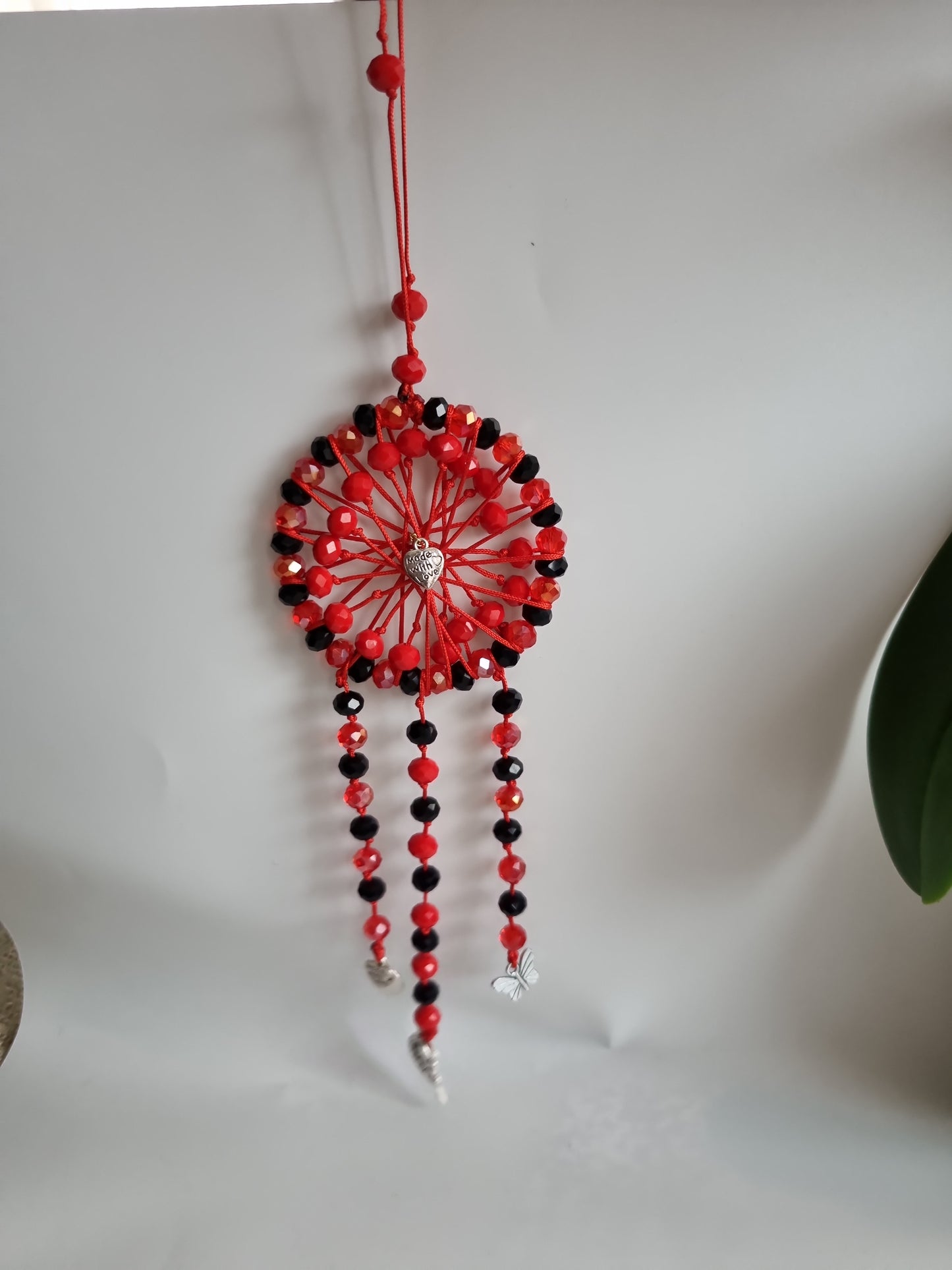 Handmade sun catcher, dreams catcher with glass crystal beads