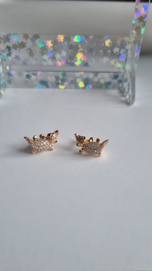 18kr .gold Plated earrings with zircon crystals very beautiful hypoallergenic