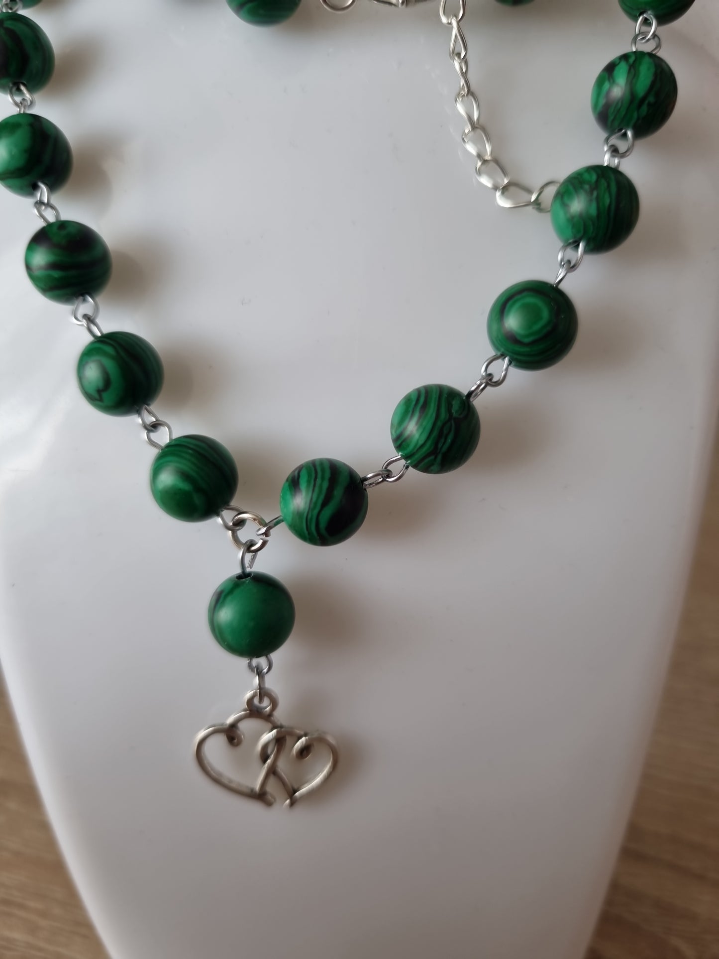 Handmade necklace with green beads Handmade