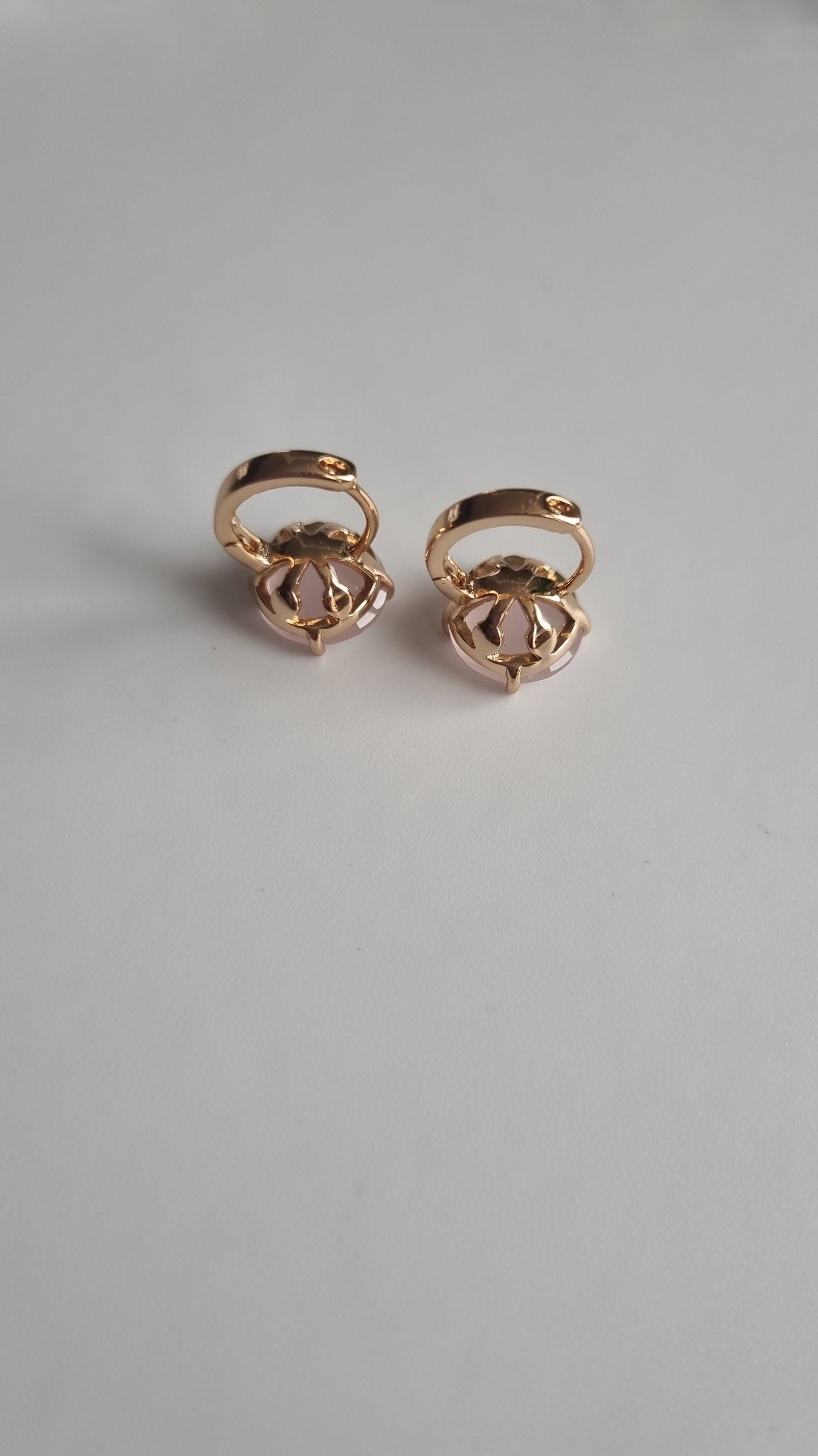 18kr.gold plated earrings waterproof free nickel hypoallergenic with zircon pink stone