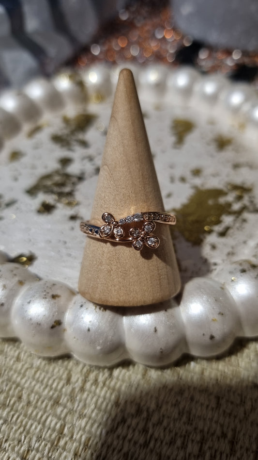 Rose gold plated rings with zircon stone