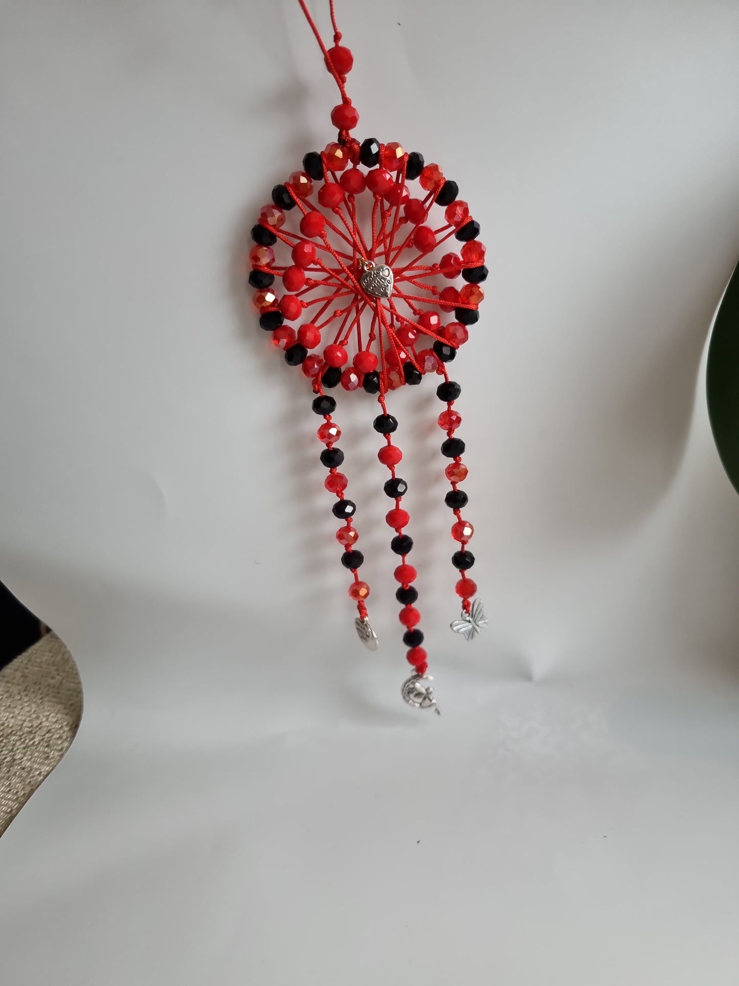 Handmade sun catcher, dreams catcher with glass crystal beads