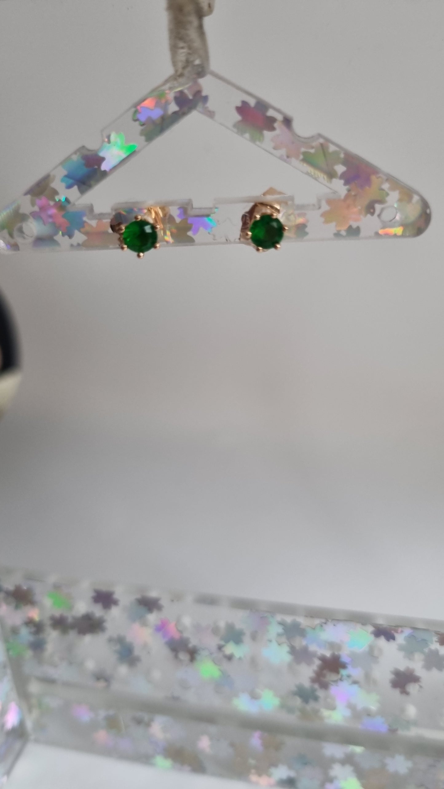 18kr gold plated earings stud with green colour zircon stone free nickel hypoallergenic waterproof