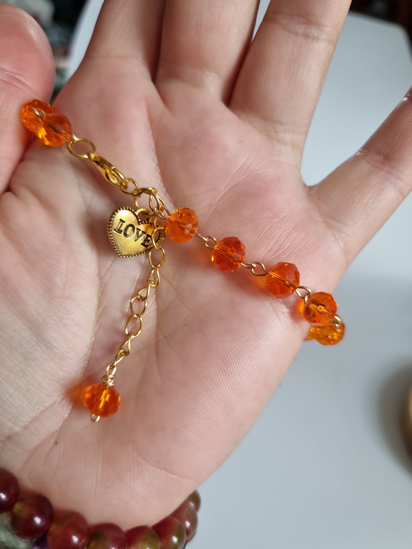 Handmade bracelets from glass beads crystal faceted beautiful color orange bracelet