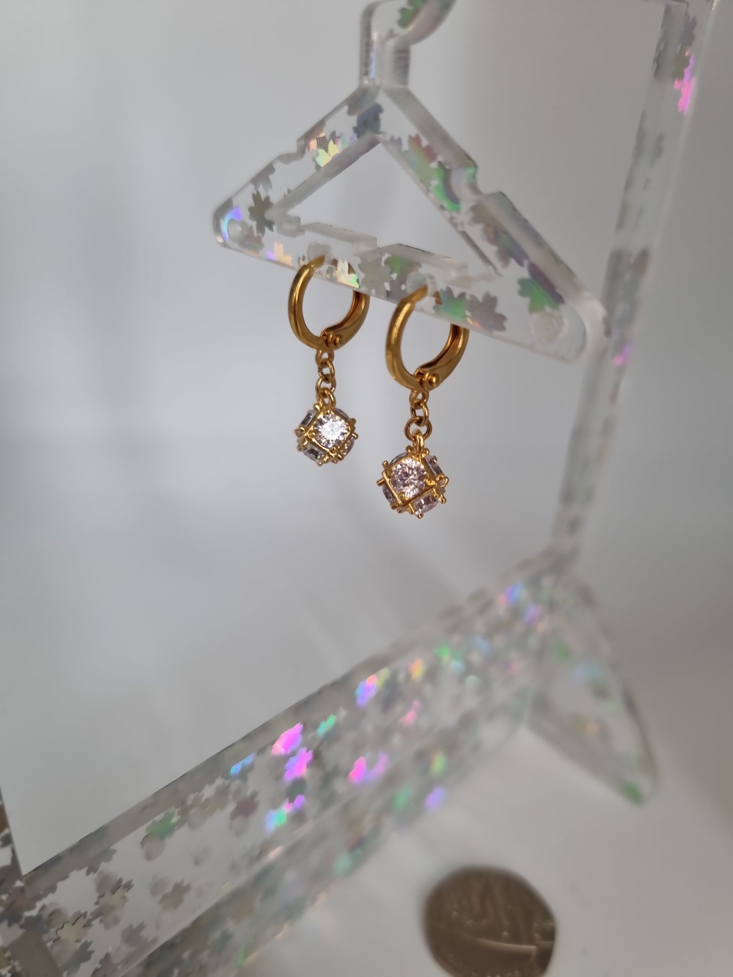 24kr gold plated earrings with zircon stone free nickel hypoallergenic waterproof