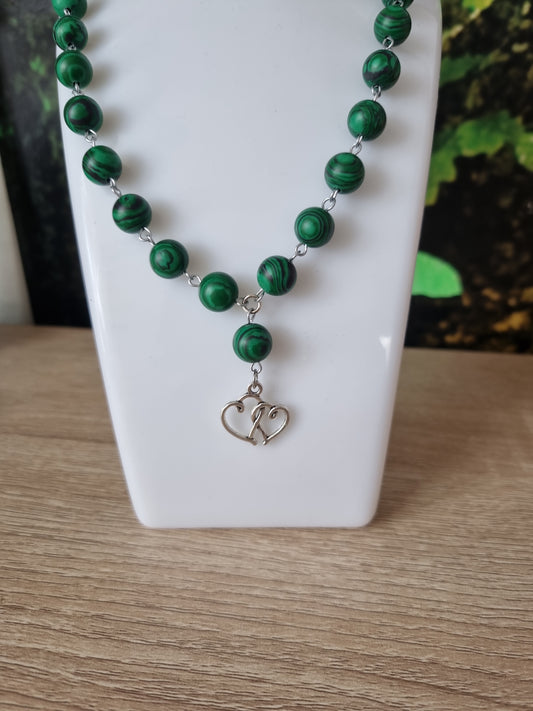 Handmade necklace with green beads Handmade