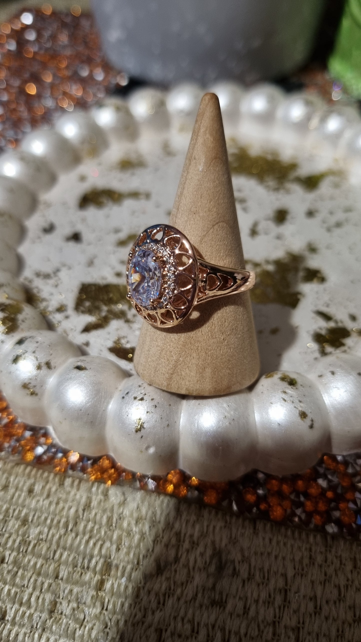 Rose gold plated rings with zircon stones