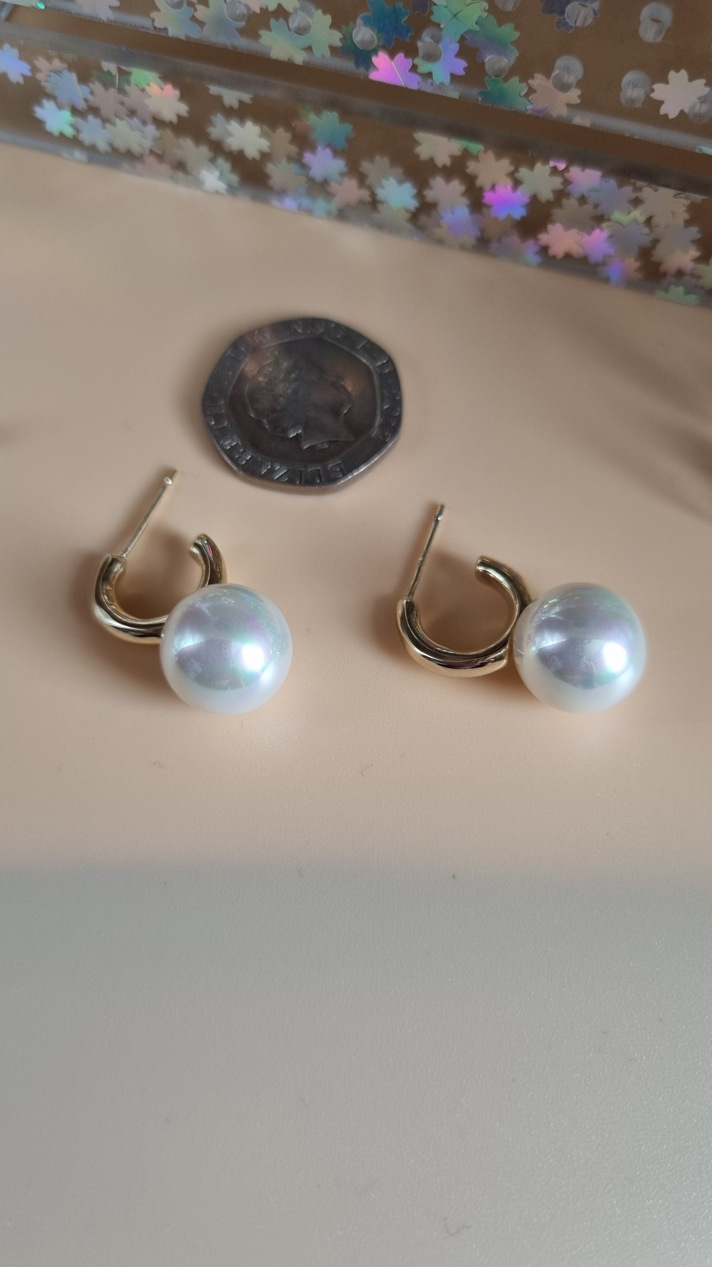 S925 silver stud earrings plated 14kr.gold with freshwater pearls hypoallergenic waterproof