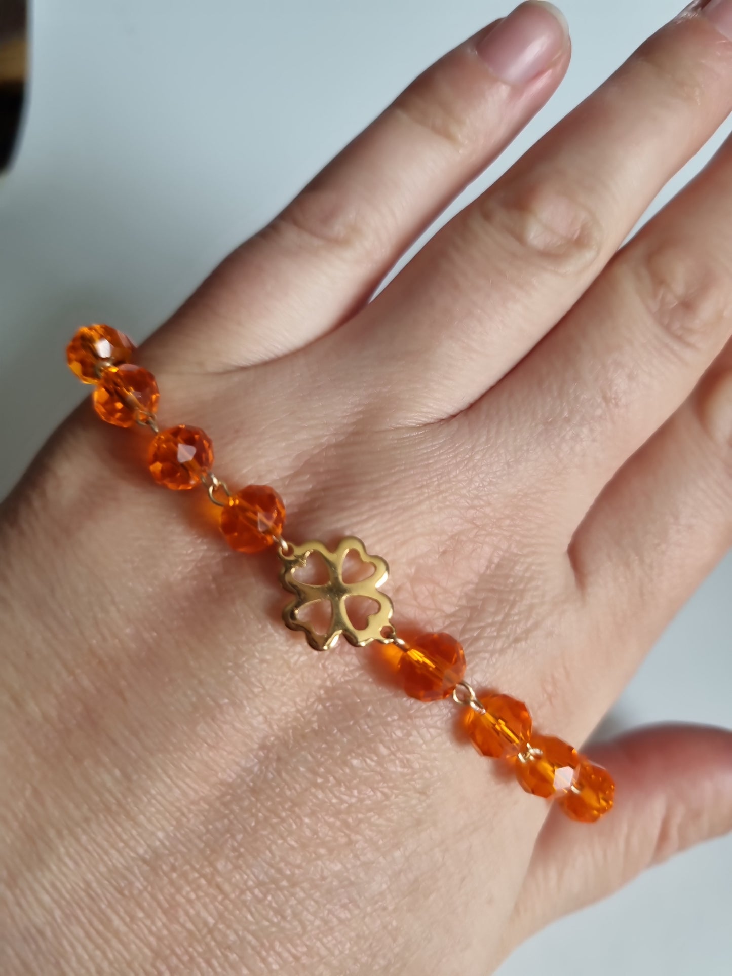 Handmade bracelets from glass beads crystal faceted beautiful color orange bracelet