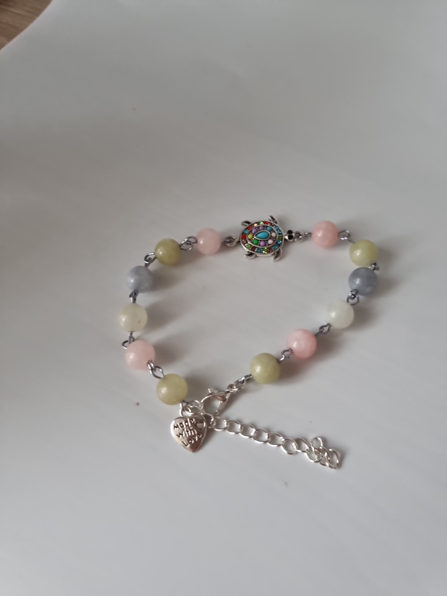 Handmade natural gemstone morganite with turtle silver color