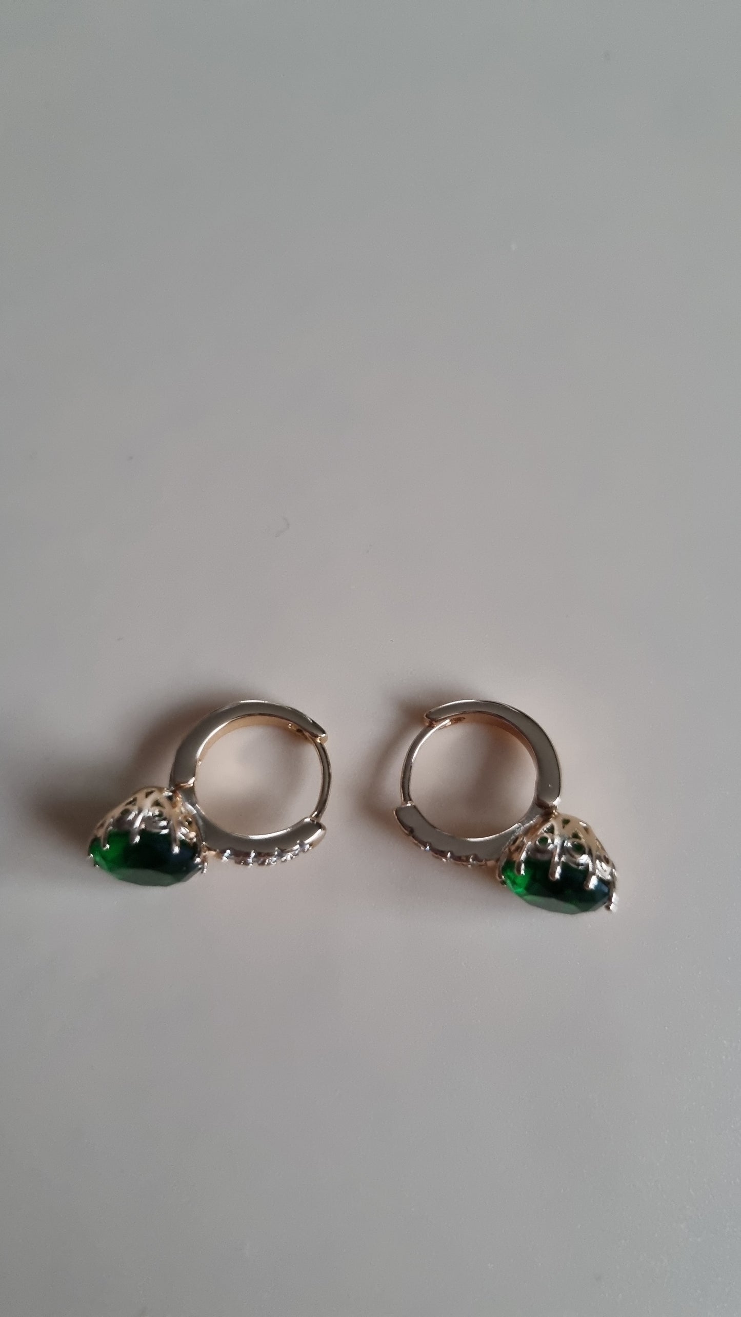 18kr gold plated earings hypoallergenic waterproof free nickel with zircon stone green