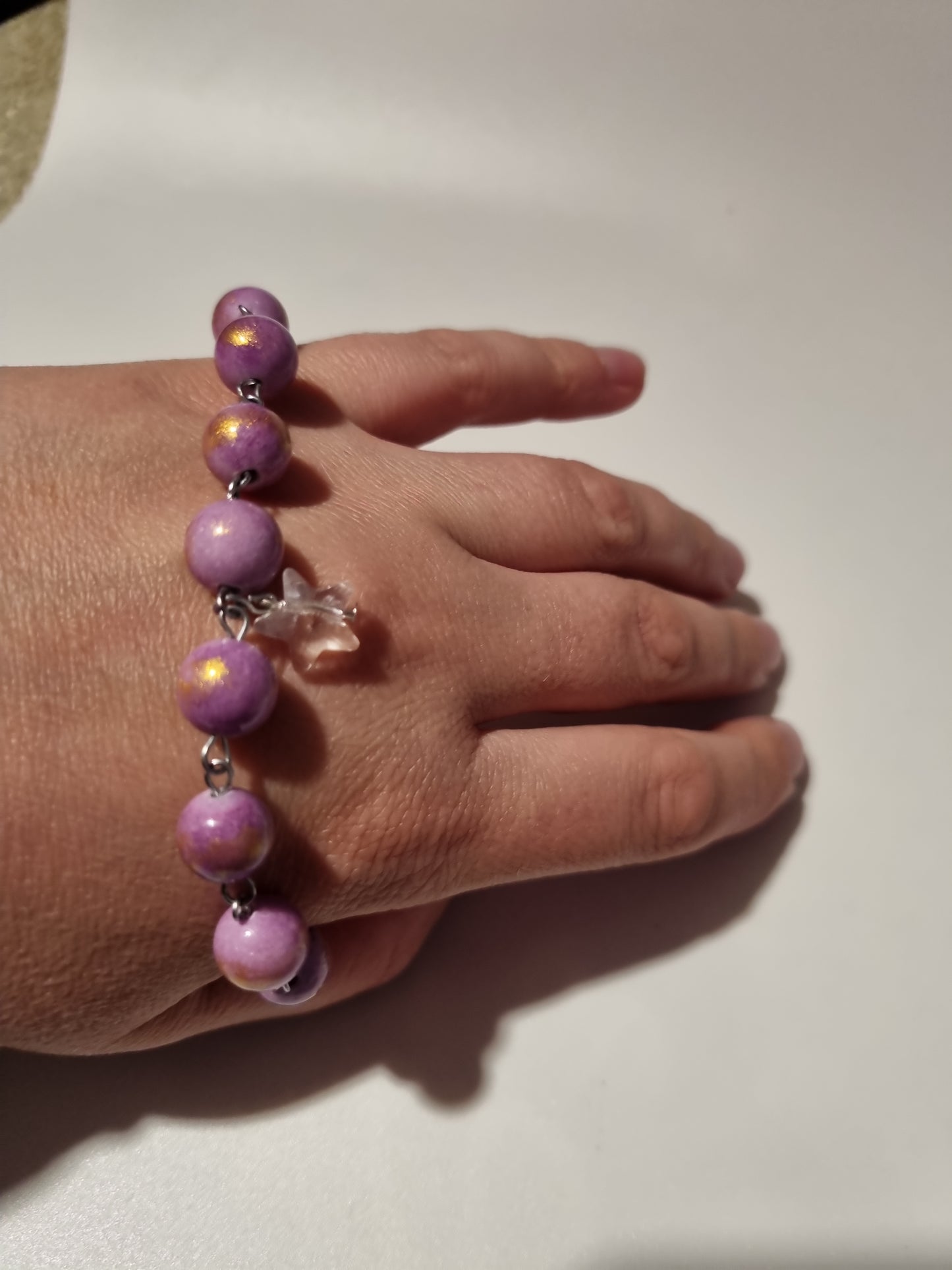 Handmade natural crystal purple jade with sw.crystal star