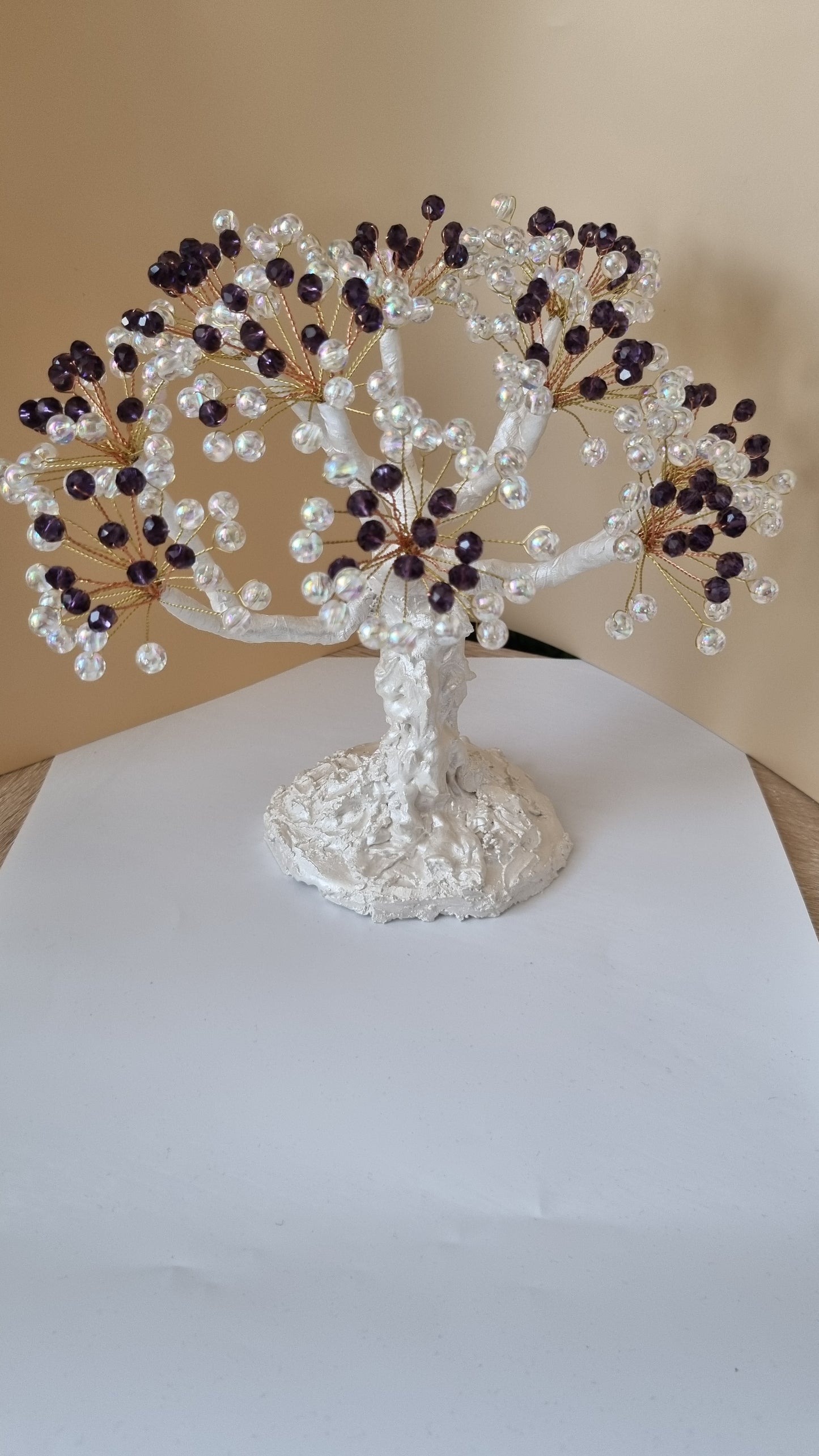 Handmade tree decor in home made with love beautiful size large white pearl metallics