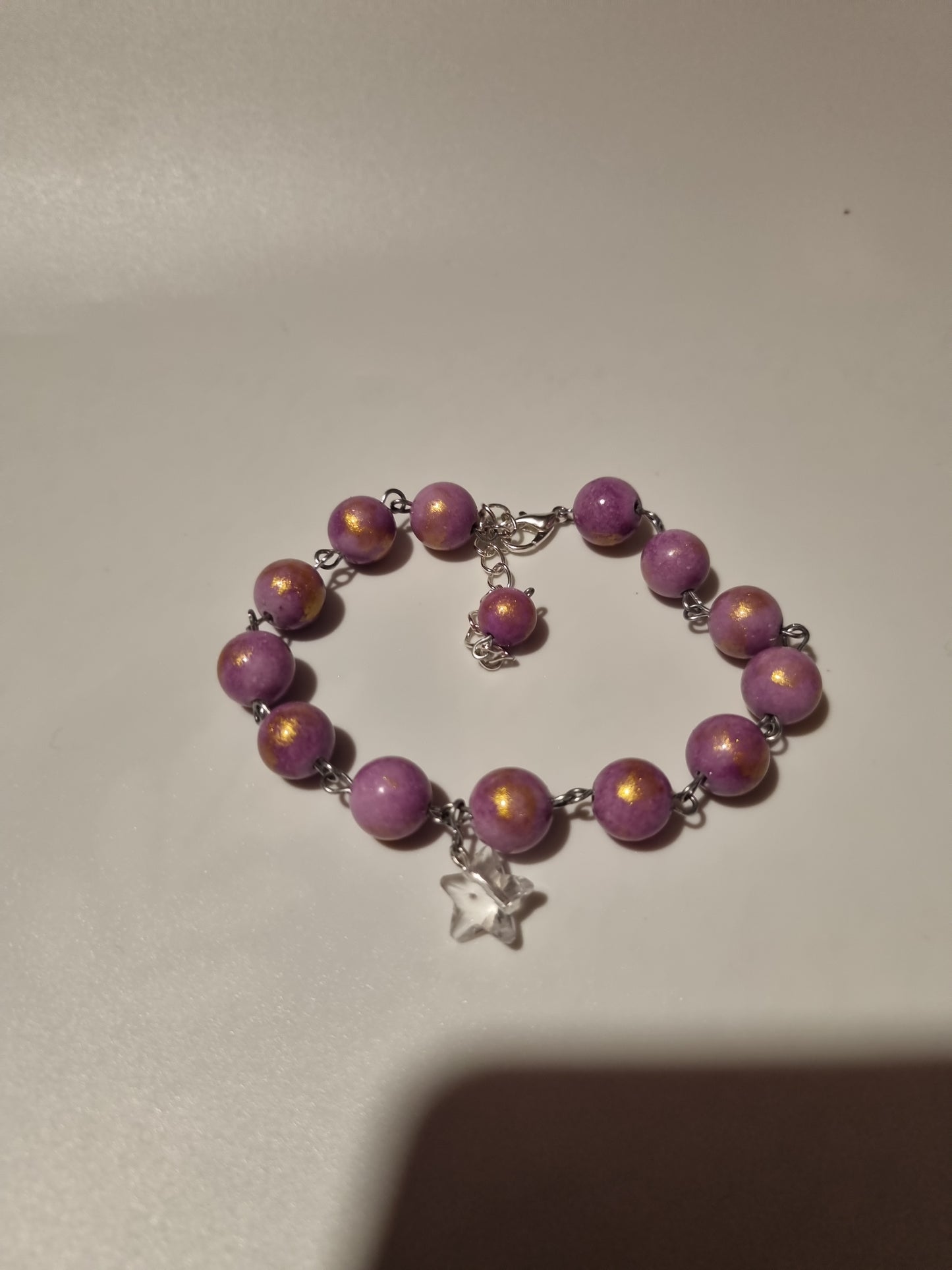 Handmade natural crystal purple jade with sw.crystal star