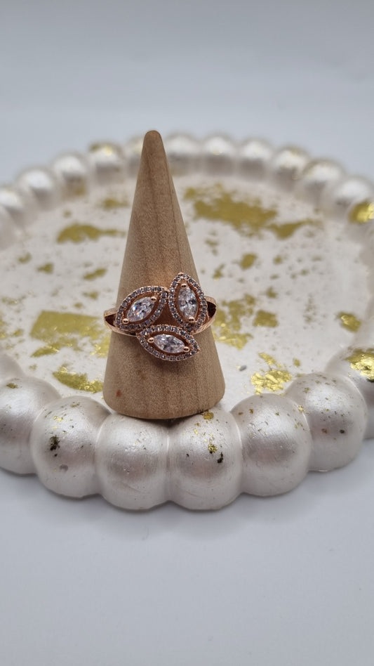 Rose gold plated rings with zircon stone hypoallergenic