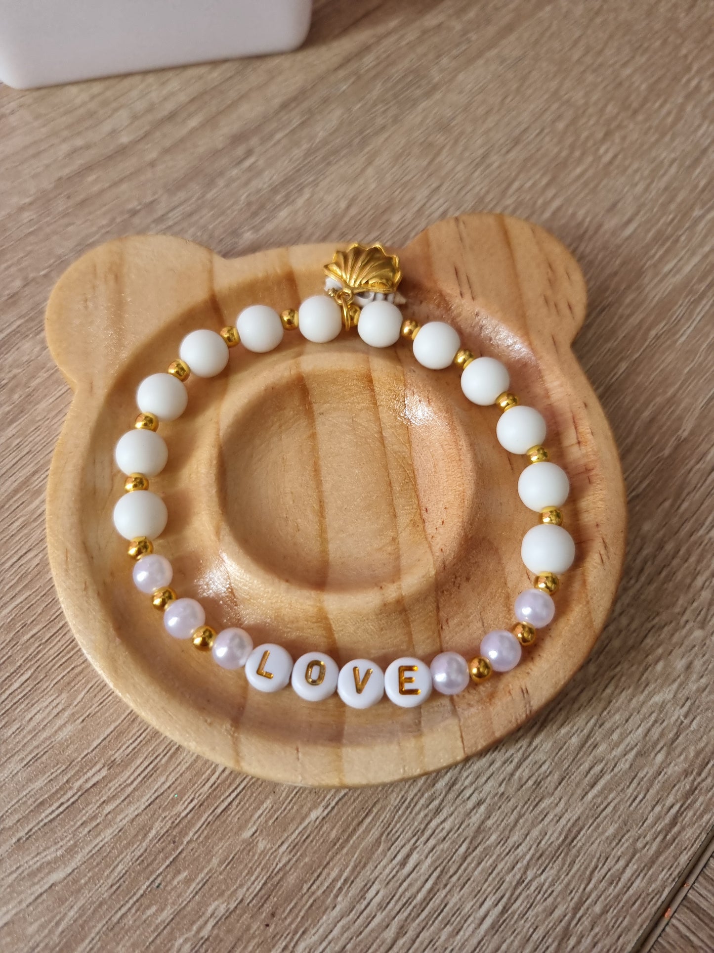 Handmade bracelets from gemstones agate and acrylic letters beads  stretchy