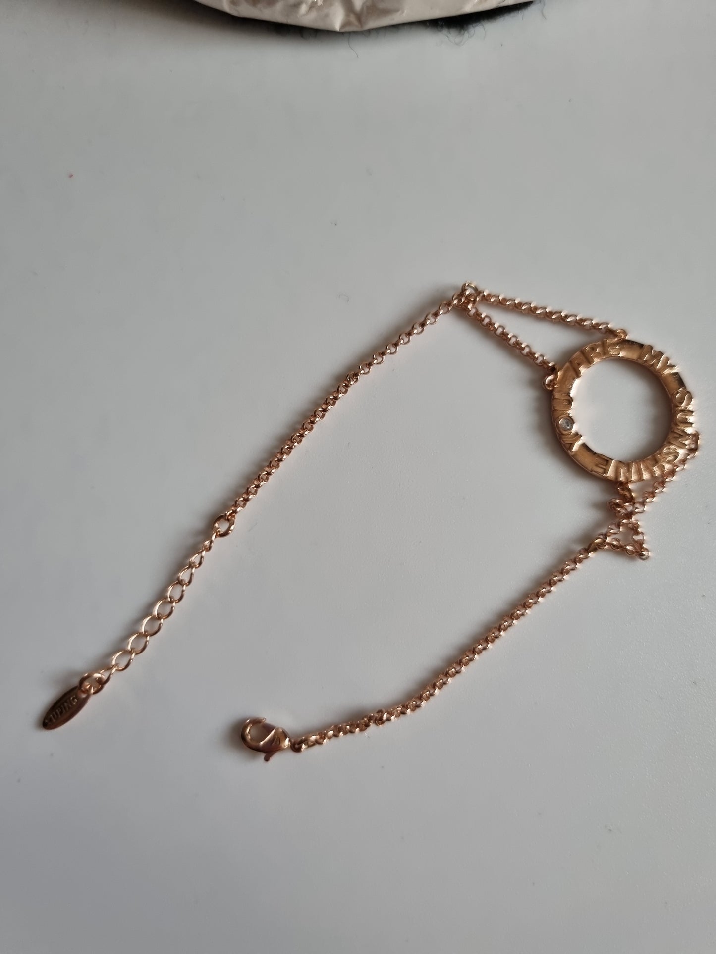 Rose gold plated chain bracelet  with sw.crystal  ( You are my sunshine)