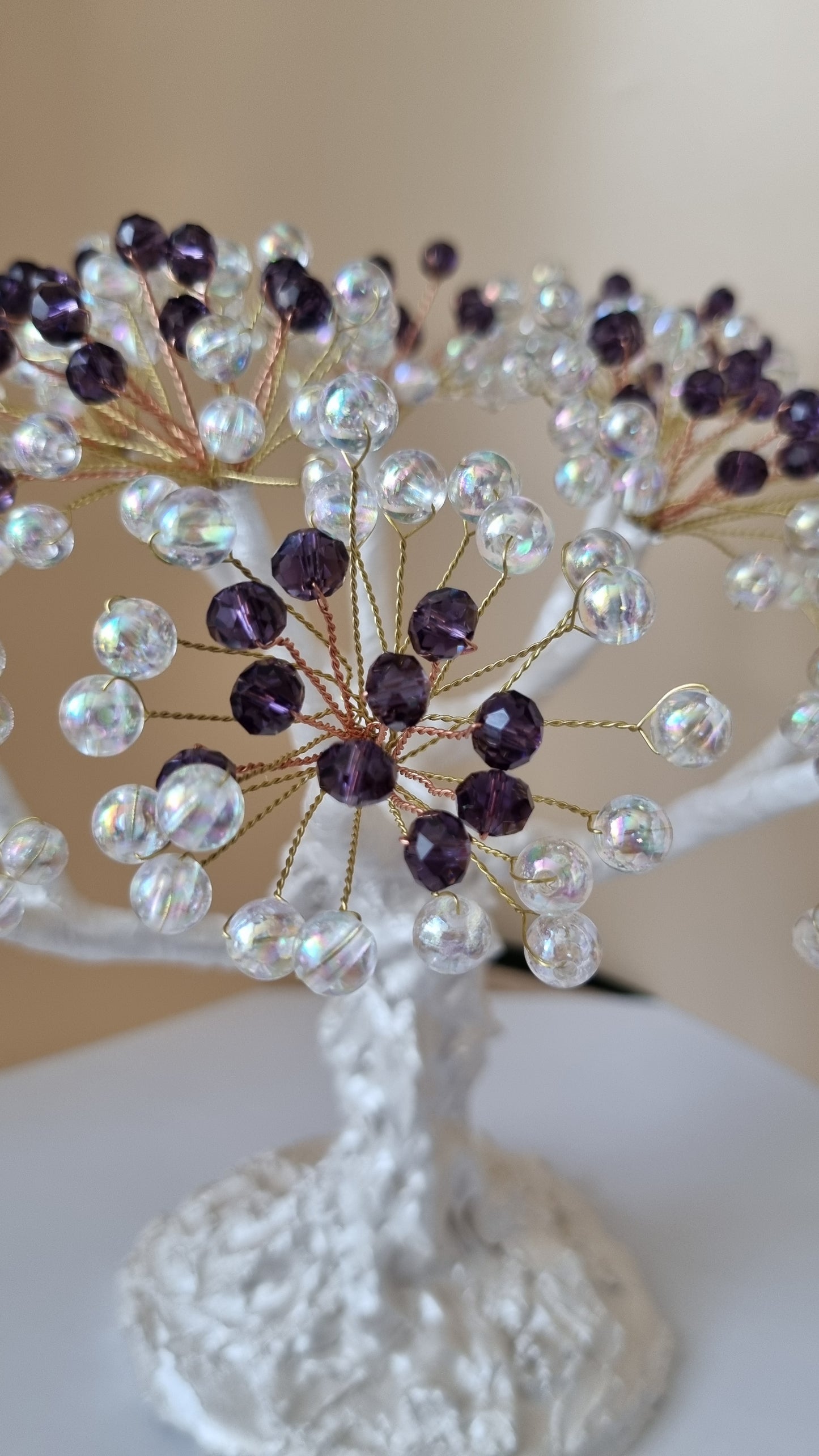 Handmade tree decor in home made with love beautiful size large white pearl metallics